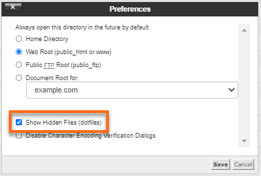 cpanel file manager settings check show hidden files - نصب وردپرس روی هاست - در 6 مرحله